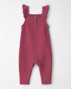 B&eacute;b&eacute; fille - Salopette en tricot de coton biologique doux, image 1 sur 5 diapositives
