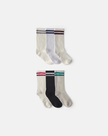 Gar&ccedil;ons - Emballage 6 paires de chaussettes mi-mollet &agrave; rayures de style universitaire, 