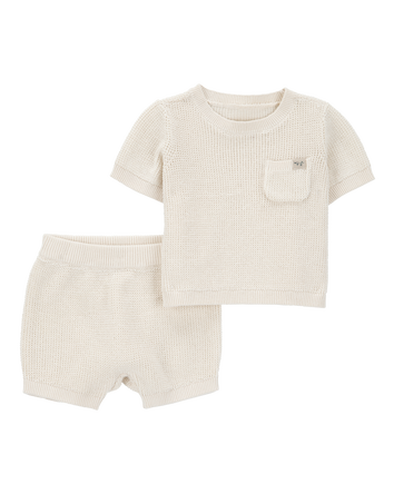 Baby 2-Piece Waffle Knit Tee & Short Set, 