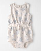 Baby Girl Organic Cotton Romper in Blue Floral, image 1 of 4 slides