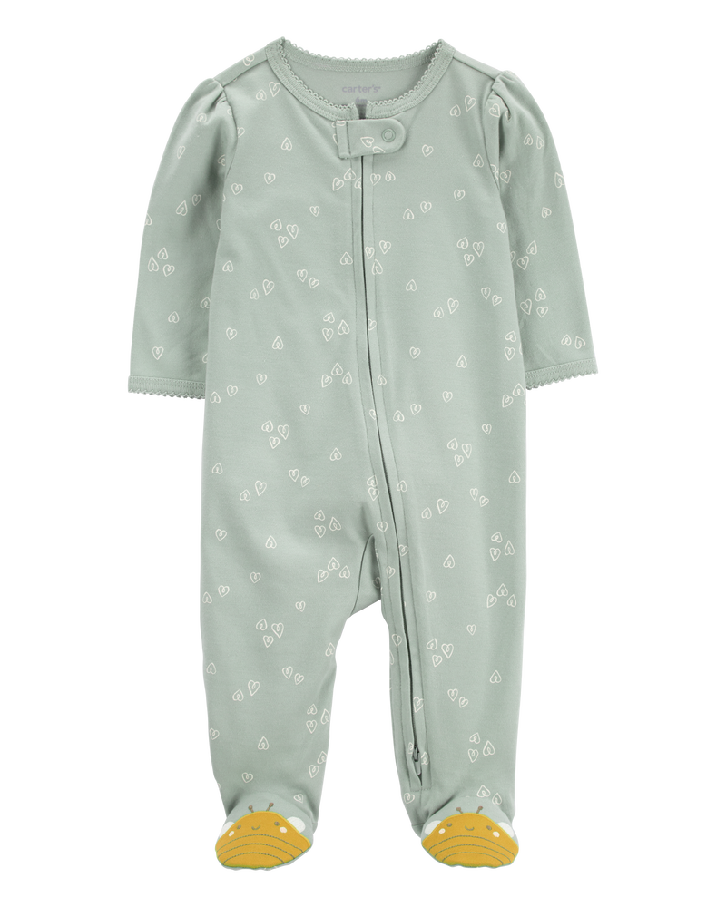 Baby Bee Zip 2-Way Zip Cotton Sleeper, image 1 of 5 slides