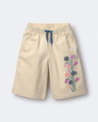 Toddler Girl Embroidered Wide-Leg Pants with Flowers - Cream, image 1 of 3 slides