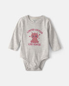 Baby Girl 'Limited Edition Like Auntie' Long-Sleeve Graphic Bodysuit - Grey, image 1 of 3 slides
