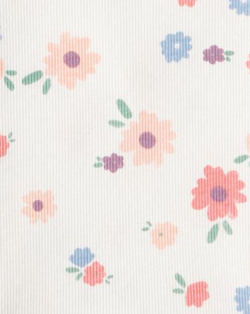 Baby Girl Floral Cotton Ruffle Long-Sleeve Top - White, 