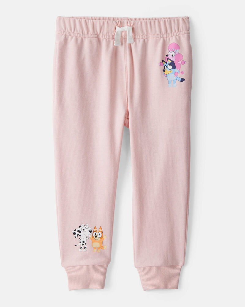 Baby Girl Bluey French Terry Drawstring Joggers - Pink, image 1 of 4 slides