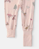 B&eacute;b&eacute; fille - Pyjama ajust&eacute; 1-pi&egrave;ce PurelySoft &agrave; motif Woodland - Rose, image 3 sur 7 diapositives
