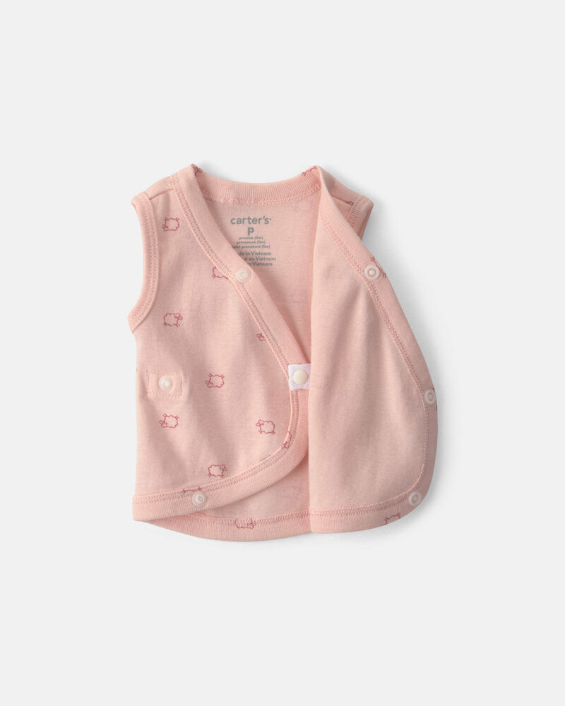 Baby Girl Sheep Side-Snap Tank - Pink, image 3 of 4 slides