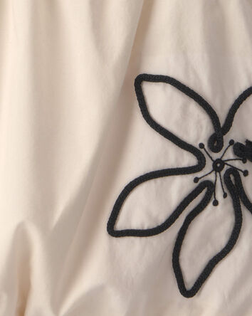 Girls Flower Embroidered Tank Top - Ivory, 