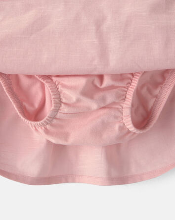 B&eacute;b&eacute; fille - Ensemble 2 pi&egrave;ces haut &agrave; motif ajour&eacute; et jupe-short - Rose, 