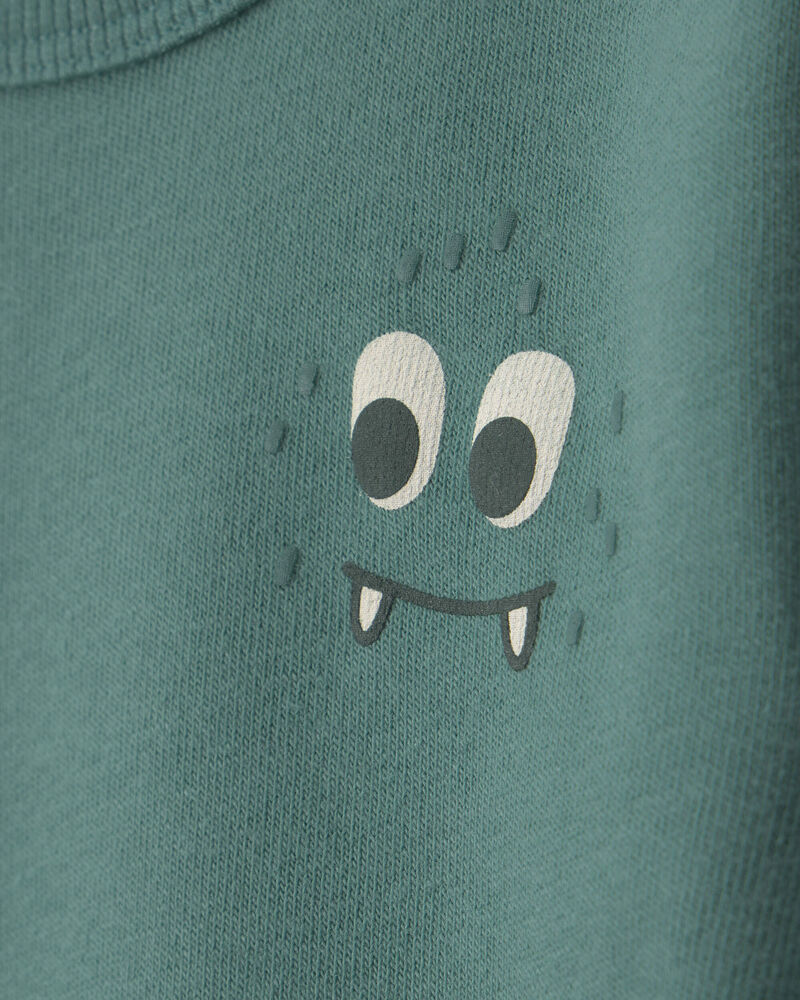 Baby Boy Cozy Monster Fleece Pullover Sweatshirt - Green, image 2 of 5 slides