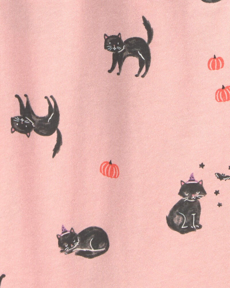 Toddler Girl Halloween Cat Long-Sleeve Peplum Top - Pink, image 2 of 3 slides