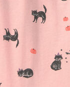 Toddler Girl Halloween Cat Long-Sleeve Peplum Top - Pink, image 2 of 3 slides