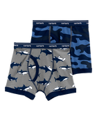 Boys 2-Pack Cotton Boxer Briefs, image 1 of 2 slides