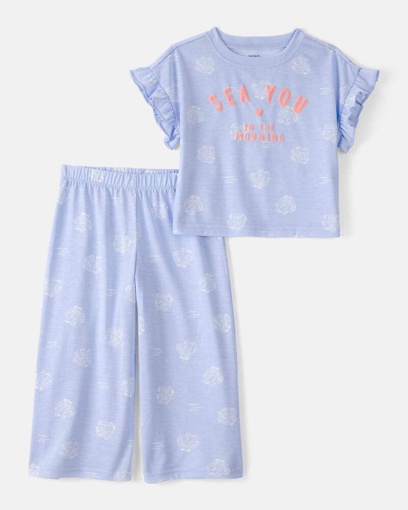Tout-petit fille - Pyjama 2 pi&egrave;ces ample &agrave; motif de coquillage - Bleu, image 1 sur 2 diapositives