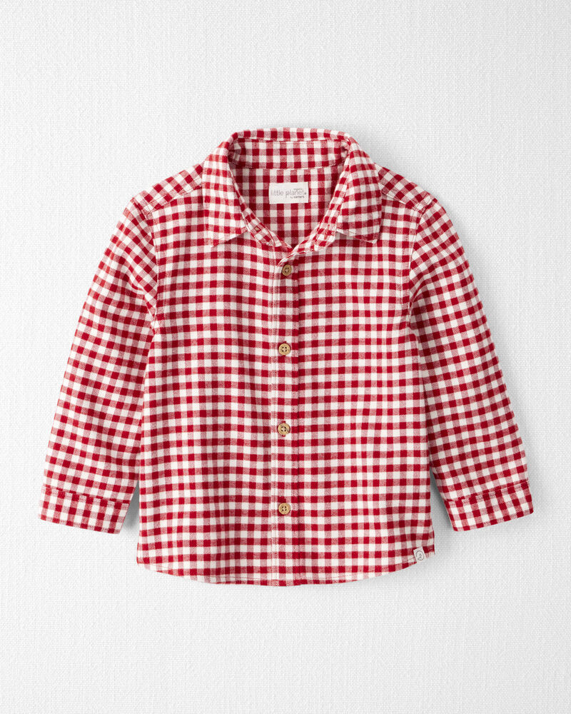 Toddler Boy Organic Cotton Button-Front Flannel Shirt, image 1 of 5 slides