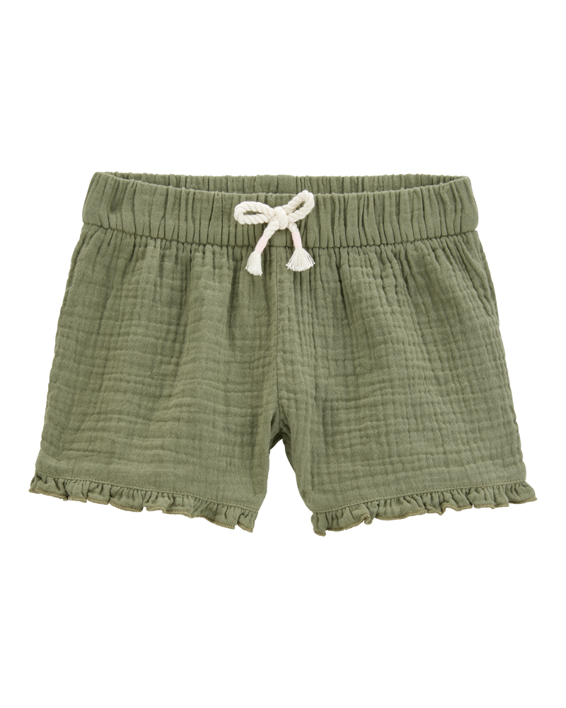 Baby Ruffle Gauze Shorts - Green, image 1 of 4 slides