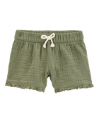 Baby Ruffle Gauze Shorts - Green, image 1 of 4 slides