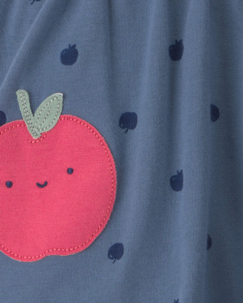 B&eacute;b&eacute; fille - Robe cache-couche &agrave; motif de pomme - Bleu, image 2 sur 2 diapositives