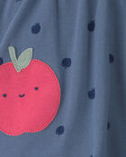 B&eacute;b&eacute; fille - Robe cache-couche &agrave; motif de pomme - Bleu, image 2 sur 2 diapositives