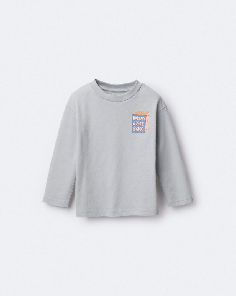 Toddler Hold My Juicebox Long-Sleeve Relaxed Graphic Tee - Light Blue, image 2 of 6 slides