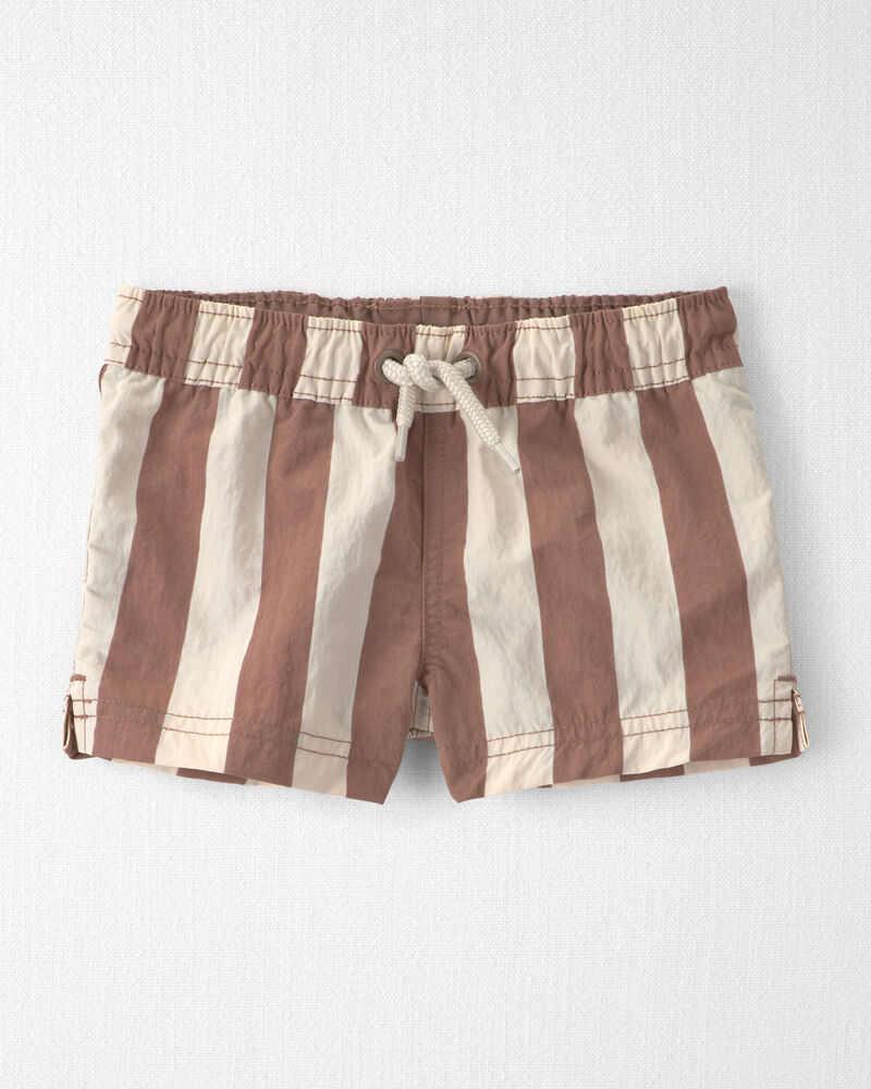 Baby Boy Recycled Swim Trunks in Brown Stripes, image 1 of 5 slides