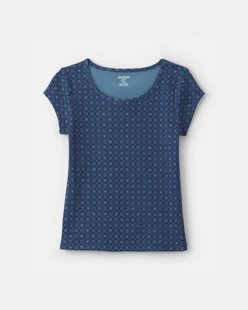 Filles - T-shirt c&ocirc;tel&eacute; &agrave; motif floral - Bleu marine, image 1 sur 2 diapositives