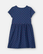 Filles - Robe manches courtes &agrave; motif n&oelig;ud - Bleu marine, image 2 sur 3 diapositives