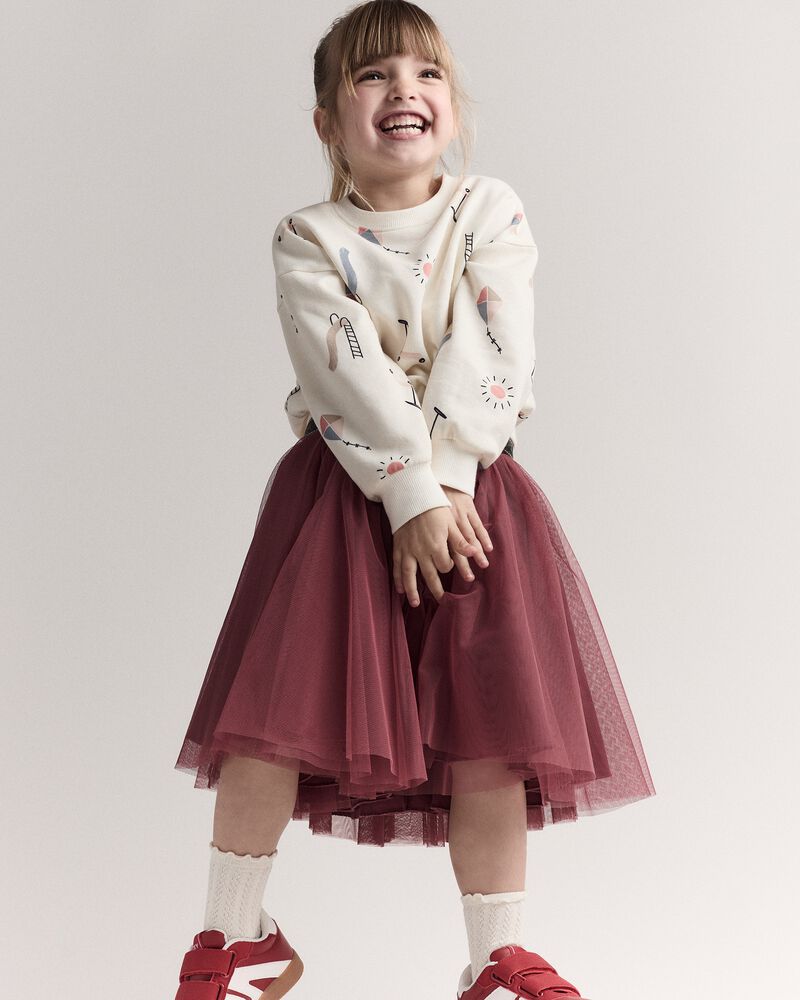 Toddler Girl Avenue Twirl™ Midi Skirt with Tulle - Burgundy, image 5 of 7 slides