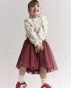 Toddler Girl Avenue Twirl™ Midi Skirt with Tulle - Burgundy, image 5 of 7 slides