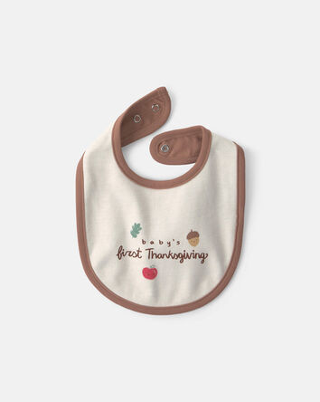 Baby Thanksgiving 100% Cotton Bibs - Cream, 
