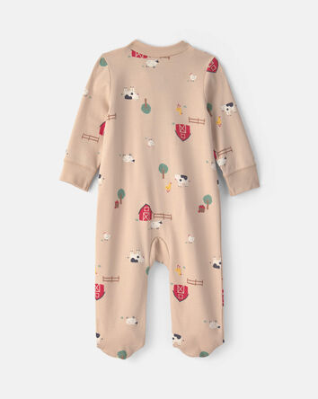 B&eacute;b&eacute; - Grenouill&egrave;re 100 % coton avec fermeture &agrave; glissi&egrave;re double sens &agrave; motif ferme &ndash; Rose, 