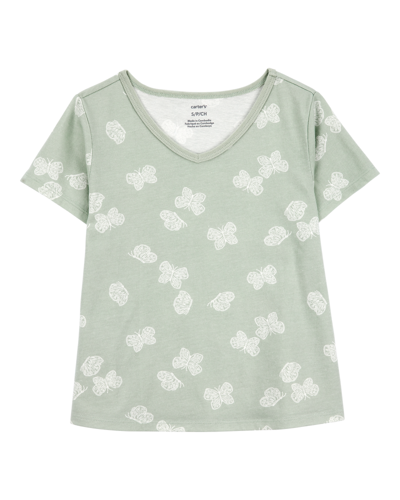 Kid Floral Short-Sleeve Fashion Top - Green, image 1 of 3 slides