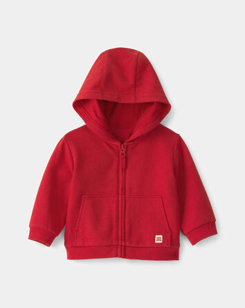 Baby Boy French Terry Zip-Up Hoodie - Red, 