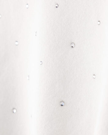 Girls Rhinestone Pullover Sweatshirt - Ivory, 