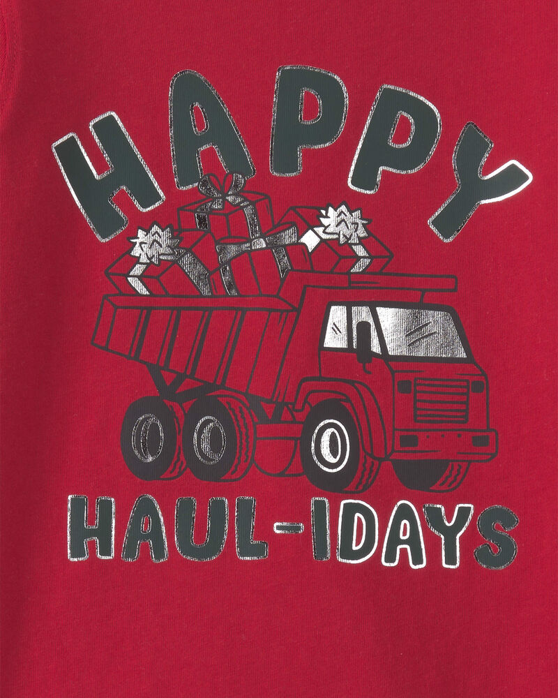 Tout-petit gar&ccedil;on - T-shirt manches longues &agrave; imprim&eacute; &laquo;Happy Haul-idays&raquo; de No&euml;l &ndash; Rouge, image 2 sur 2 diapositives