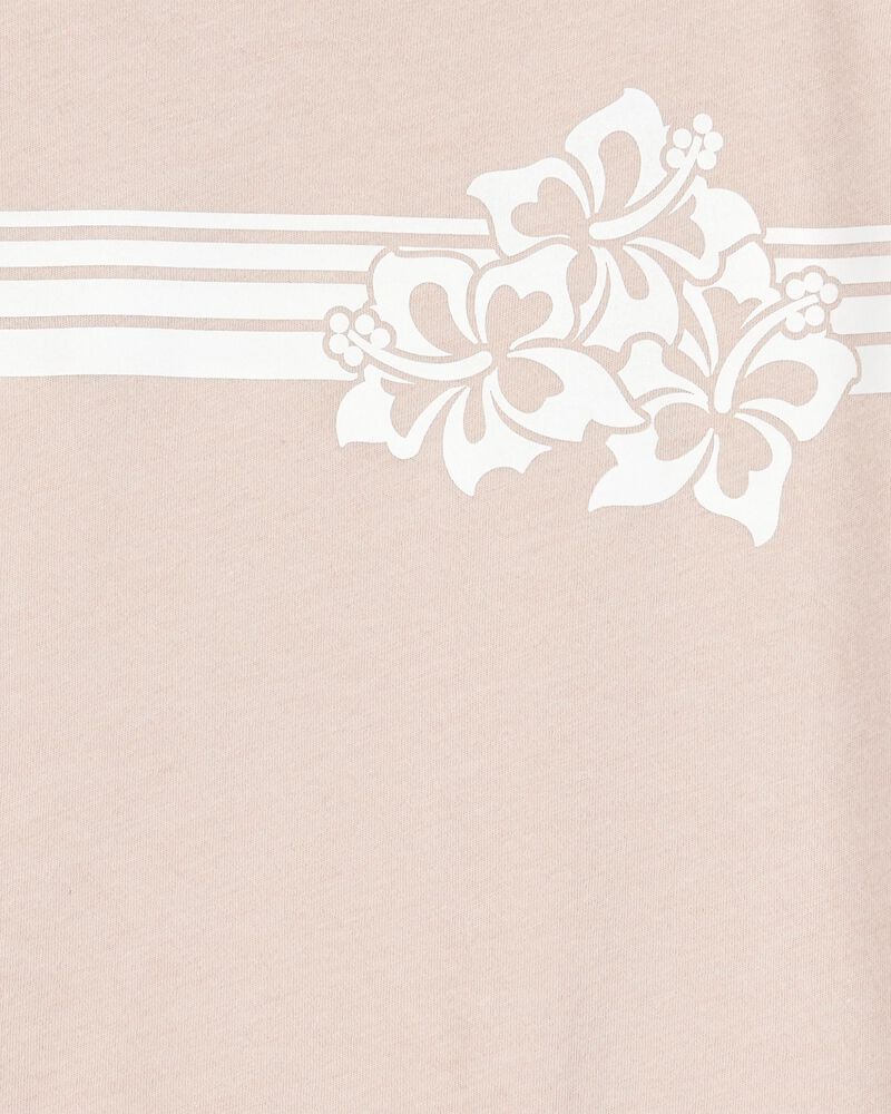 Kid Floral Short-Sleeve Graphic Tee - Khaki, image 2 of 3 slides