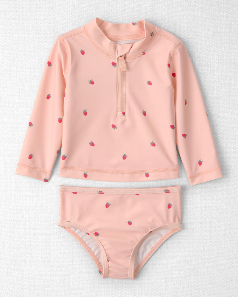 B&eacute;b&eacute; fille - Ensemble 2 pi&egrave;ces maillot dermoprotecteur en mat&eacute;riaux recycl&eacute;s &agrave; imprim&eacute; de p&eacute;tales, image 1 sur 4 diapositives