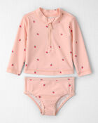 B&eacute;b&eacute; fille - Ensemble 2 pi&egrave;ces maillot dermoprotecteur en mat&eacute;riaux recycl&eacute;s &agrave; imprim&eacute; de p&eacute;tales, image 1 sur 4 diapositives