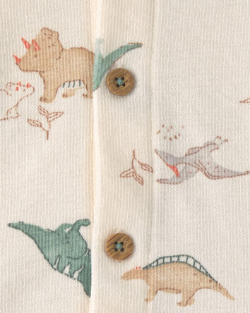 B&eacute;b&eacute; gar&ccedil;on - Ensemble 3 pi&egrave;ces &agrave; superposer &agrave; motif dinosaure &ndash; Vert/Cr&egrave;me, 