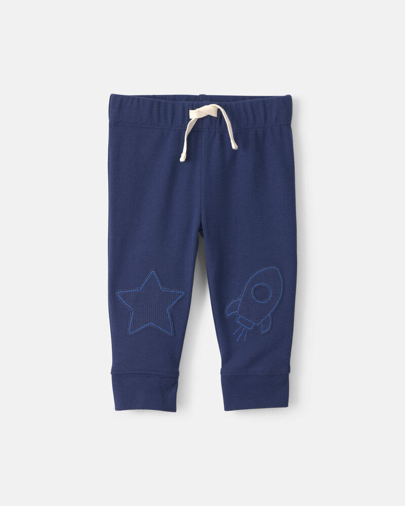 Baby Boy 2-Piece 'Little Man On a Mission' Space Long-Sleeve Bodysuit & Pant Set - Navy Blue, image 2 of 4 slides