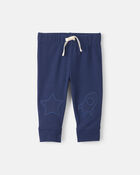 Baby Boy 2-Piece 'Little Man On a Mission' Space Long-Sleeve Bodysuit & Pant Set - Navy Blue, image 2 of 4 slides