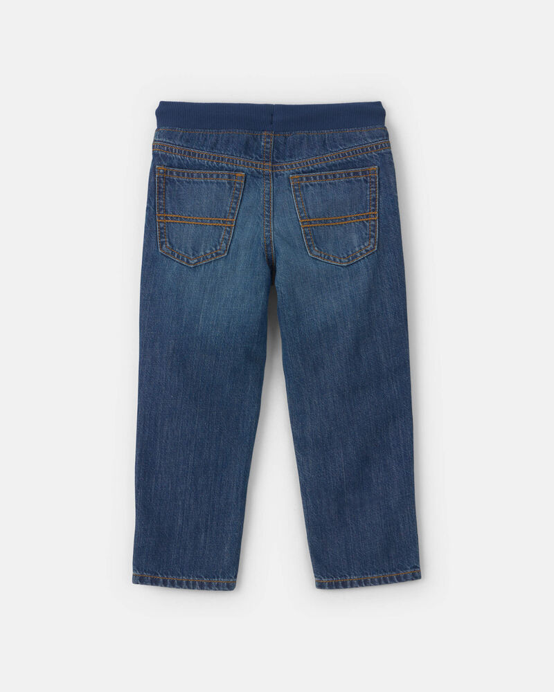 Jeans &agrave; enfiler en denim pour tout-petit - D&eacute;lav&eacute; fonc&eacute;, image 2 sur 3 diapositives