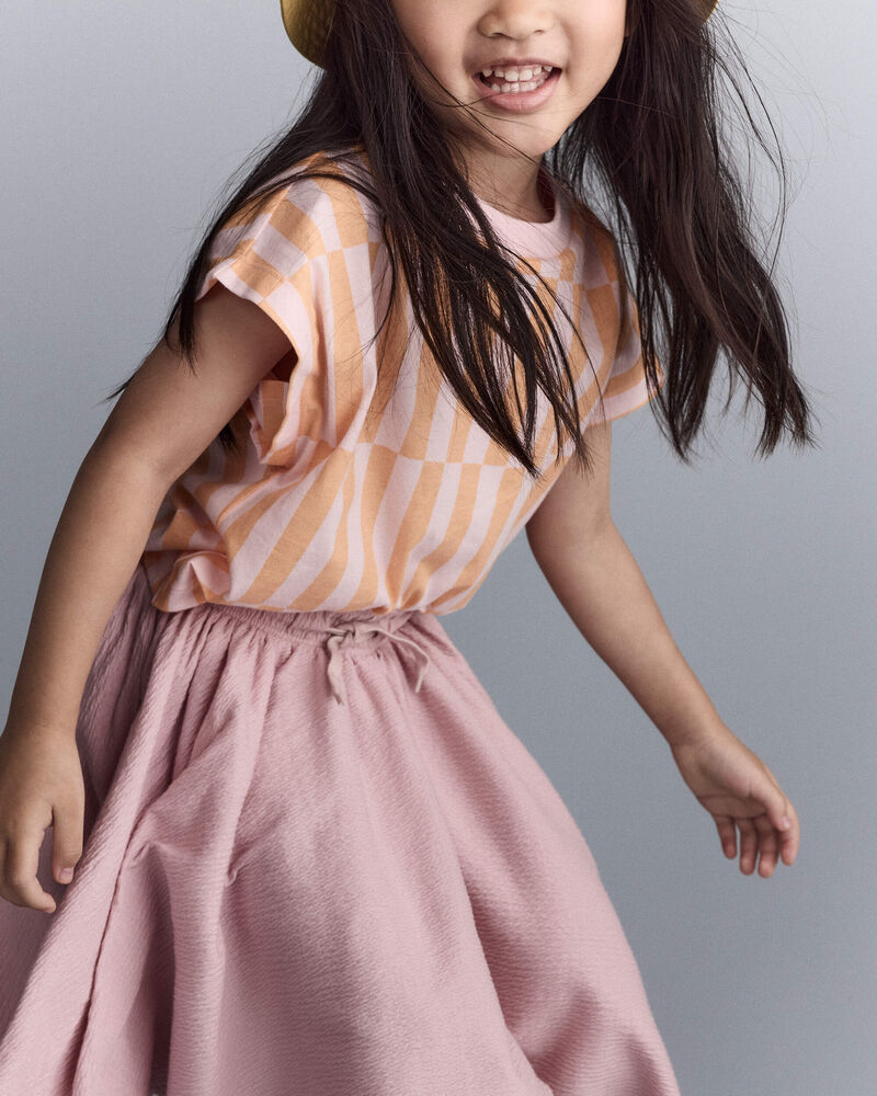 Tout-petit fille - T-shirt &agrave; manches chauve-souris &agrave; rayures d&eacute;cal&eacute;es - Rose/Orange p&acirc;le, image 4 sur 6 diapositives