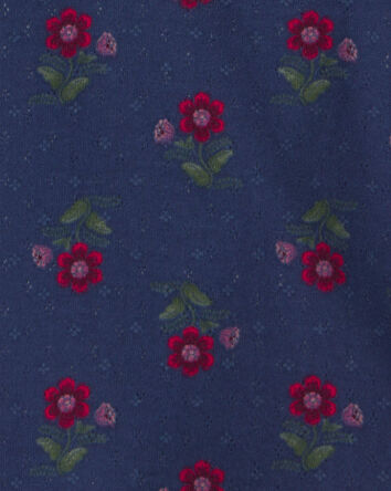 Toute-petit fille - Haut manches longues &agrave; motif floral &ndash; Bleu marine, 