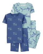 Kid 4-Piece Shark Surfboard 100% Snug Fit Cotton Pyjamas, image 1 of 4 slides