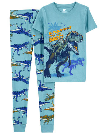 Pyjama 2 pièces en coton ajusté à imprimé de dinosaure, 