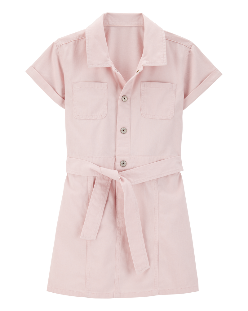 Enfant Robe de couleur unie à manches courtes - Rose, image 1 sur 4 diapositives