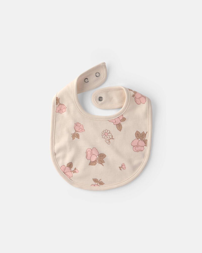 Baby Girl 3-Pack Floral Bibs - Pink/Ivory, image 2 of 4 slides