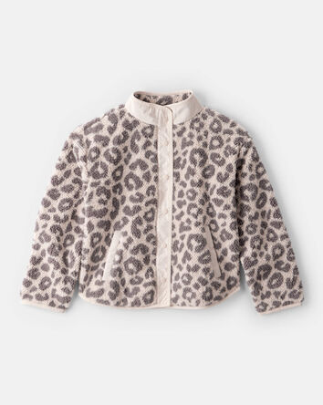 Filles - Veste à manches longues et imprimé léopard en Sherpa - Brun, 