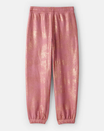 Girls DayDream Fleece Metallic Knit Drawstring Joggers - Pink, 